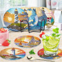 Lxmsja 8 Pcs Dessous de Verre Diamond Painting Phare, sous Verre Diamond Painting Paysage, Diamant Peinture Dessous de Verre ave