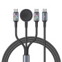 Pluggify Cable Multi Chargeur USB C 3 en 1 60 W Câble USB C 1,2 m avec 2 USB C (60 W/12 W)/ 1 Multi Câble de Charge Rapide pour 