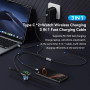 Pluggify Cable Multi Chargeur USB C 3 en 1 60 W Câble USB C 1,2 m avec 2 USB C (60 W/12 W)/ 1 Multi Câble de Charge Rapide pour 
