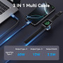 Pluggify Cable Multi Chargeur USB C 3 en 1 60 W Câble USB C 1,2 m avec 2 USB C (60 W/12 W)/ 1 Multi Câble de Charge Rapide pour 