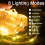 Solaire Corde Lumineuse, 12m 100LEDs Lumineuses Solaires D'extérieur, Solarlicht Dekoration Rope Guirlandes Lumineuses Étanche a