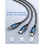 Câble Multi USB, 3 en 1 Câble Universel Rapide [1.2M] Cable Multi Chargeur USBC Nylon Tressé Micro USB Type C Lightning Cable po