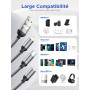 Câble Multi USB, 3 en 1 Câble Universel Rapide [1.2M] Cable Multi Chargeur USBC Nylon Tressé Micro USB Type C Lightning Cable po
