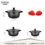 briebe Batterie de Cuisine Induction 6 Pièces, Ensemble de 3 Casseroles en Fonte d'Aluminium, Antiadhésive ILAG GRANITEC sans PF
