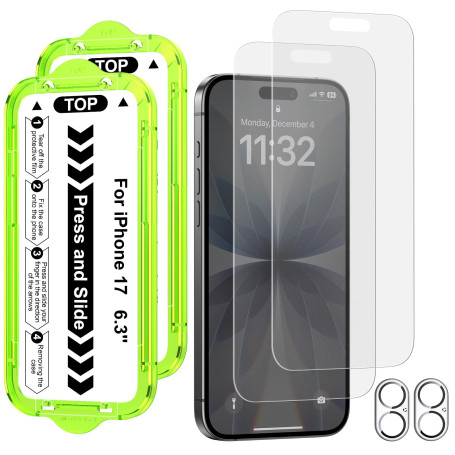 Esanik Mat Verre Trempé pour iPhone 17, 2x Protection Ecran D'écran Mat + Protecteur d'Objectif de Caméra, Anti-Reflet & Anti-Tr