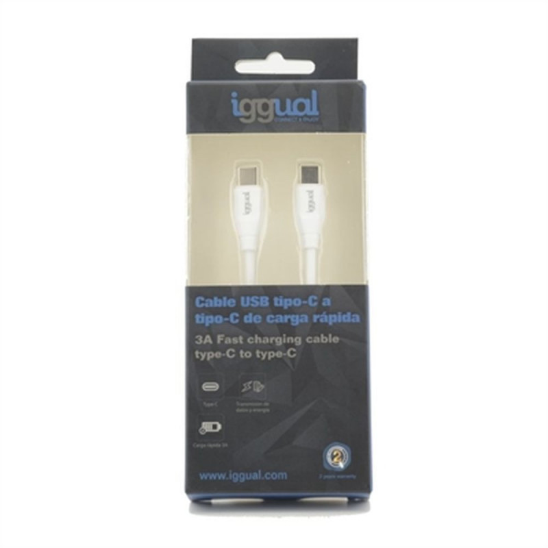 Iggual IGG317365 câble USB 1 m 3.2 Gen 1 (3.1 Gen 1) USB C Blanc