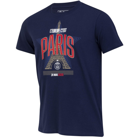 PSG T-Shirt Homme - L' Europe C'est Paris - Collection Officielle Paris Saint-Germain - Champions d' Europe 2025