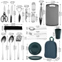 Berglander Essentiels de Camping, ustensiles de Cuisine de Camping, équipement d’Accessoires de Camping livré avec Couverts de C