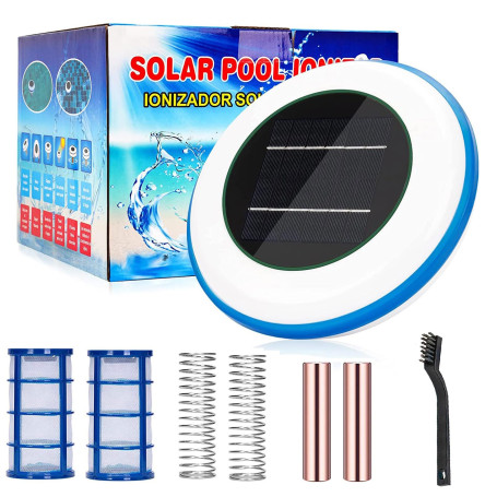 Ioniseur solaire de piscine anode de cuivre 85 % moins de chlore Purificateur d'eau Nettoyeur automatique de piscine jusqu'à 45 
