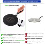 Adaptateur Induction 20 cm avec Poignée Amovible Isolante - Ne CHANGE PAS de Couleur après utilisation -Plaque Diffuseur de Chal