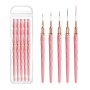 GZMAYUEN 5Pcs 7/9/11/15/25mm Pinceau Nail Art Ongles Professionnel Couleur Rose, Pinceaux Liner Ultra Fin, pour Gel, Peinture Ac