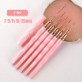 GZMAYUEN 5Pcs 7/9/11/15/25mm Pinceau Nail Art Ongles Professionnel Couleur Rose, Pinceaux Liner Ultra Fin, pour Gel, Peinture Ac