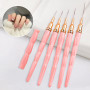GZMAYUEN 5Pcs 7/9/11/15/25mm Pinceau Nail Art Ongles Professionnel Couleur Rose, Pinceaux Liner Ultra Fin, pour Gel, Peinture Ac