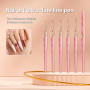 GZMAYUEN 5Pcs 7/9/11/15/25mm Pinceau Nail Art Ongles Professionnel Couleur Rose, Pinceaux Liner Ultra Fin, pour Gel, Peinture Ac