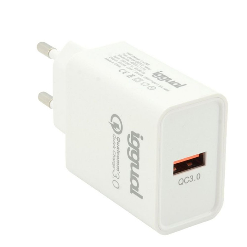 Iggual IGG317174 chargeur d'appareils mobiles Universel Blanc USB Charge rapide Intérieure