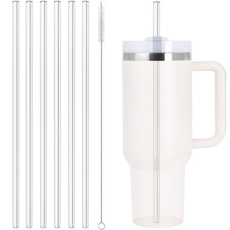 Chumix Lot de 6 Paille Stanley Cup, Pailles de 30,5 cm de Long avec Stanley Cup 30 oz/40 oz, 6 Transparentes Pailles Réutilisabl