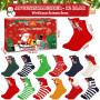 KDISHKRA Calendrier de l'Avent 2025,12 Paires Chausse-ttes de Noël, Coton Respirant Chaussettes Noel Hommes et Femmes, Christmas