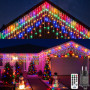 UIONVO Guirlande Noel Exterieur Lumineuse LED - 10M Multicolore Rideau Lumineux Noël Exterieure Étanche Icicle Lights pour Extér