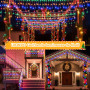 UIONVO Guirlande Noel Exterieur Lumineuse LED - 10M Multicolore Rideau Lumineux Noël Exterieure Étanche Icicle Lights pour Extér