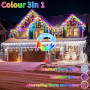 RJEDL 2500mAh Solaire Guirlande Lumineuse Extérieure,25+5M 800LED 3 In 1 Guirlande LED étanche Noel Extérieur, Avec 8 Modes & Ti