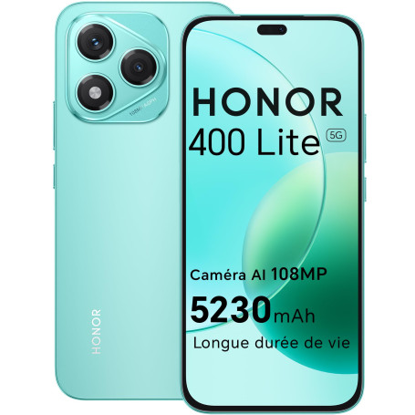 HONOR 400 Lite 5G Smartphone,8GB RAM 256GB Memoria Dual SIM NFC, 5230 mAh,108MP avec Bouton AI Téléphone Android 15, 6.7 Pouce A