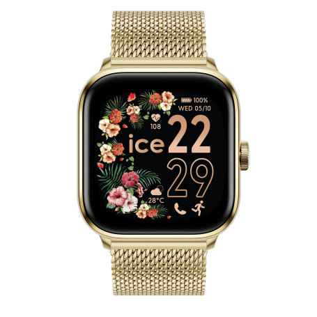 Ice-Watch - Ice Smart 2.0 Gold Milanese Band 1.7 AMOLED - Montre connectée dorée pour Femme avec Bracelet en Acier Inoxydable - 