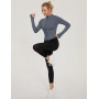 IECCP T-Shirts de Sport Femme à Manche Longues Tops 1/2 Fermeture Éclair Fitness Running Yoga Tee Shirt