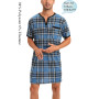 Chemise de Nuit Homme Pyjama Manches Courtes Hauts de Pyjama Homme Tee-Shirt Long Col Rond avec Boutons Vêtements d'Intérieur T-