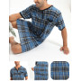 Chemise de Nuit Homme Pyjama Manches Courtes Hauts de Pyjama Homme Tee-Shirt Long Col Rond avec Boutons Vêtements d'Intérieur T-