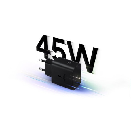 Samsung Chargeur USB C, Adaptateur Secteur 45W Ultra Rapide, Adaptateur USB C vers USB, Charge Rapide, Noir