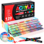 Laconile 120 Couleurs Feutre Acrylique, Stylos Acryliques à Pointe Pinceau pour le Coloriage Adulte ，Acrylic Paint Markers pour 