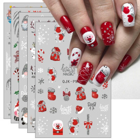 JMEOWIO Paillette Noël Stickers Ongles Nail Art 10 Feuilles Autocollants Ongles Autoadhésif Deco Ongle Nail Art Design Manucure