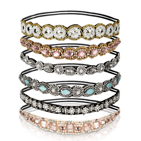 Comius Sharp 6 Pièce Strass Bandeaux Élastiques Bohême Elastiques Bandeaux avec Cristal Strass Bijoux Bandes pour Femmes Cheveux