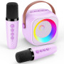 Cadeau Fille 3 4 5 6 7 8 9 10 Ans, Micro Karaoke Enfants avec 2 Micro sans Fil, Microphone sans Fil pour Enfant Jouet Fille - Ca
