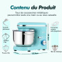 Kitchen in the box Robot Pâtissier 1400W, Bol 6,2L en Acier Inoxydable, 6 Vitesses, Fouet, Crochet et Batteur Inclus, Idéal pour