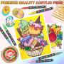 Gunsamg Lot de 240 Couleurs Marqueurs de Peinture Acrylique à Base D'Eau Avec Pointe Pinceau Flexible de 1 à 5 Mm pour Peinture 