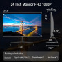 Minifire Écran 24 Pouces FHD, 100Hz, 1ms (OD), Adaptive-Sync, Ports USB-C & HDMI 1.4, Mode Anti-Lumière Bleue, sans Scintillemen