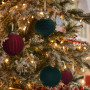 KI Store Lot de 25 Boules de Noël en Velours 6cm 8cm floqué incassables pour décorations de Sapin de Noël (Rouge)