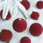 KI Store Lot de 25 Boules de Noël en Velours 6cm 8cm floqué incassables pour décorations de Sapin de Noël (Rouge)