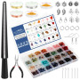 Knpwer 1600 Pcs+Kit Fabrication Bijoux avec Perles Cristal,28 Couleurs Perles Irrégulières en pierres Précieuses Naturelles pour