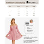 Imily Bela Robe de soirée pour femme - Col carré - Mini robe en maille - Taille haute - Plissée - Manches longues - Invité de ma