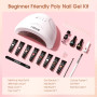 ROSALIND Poly Extension d'ongles en Gel Complet Kit, 8 Couleurs 10ml Poly Nail Gel Kit Avec 48W UV Lampe et Base&Top Coat, Nail 