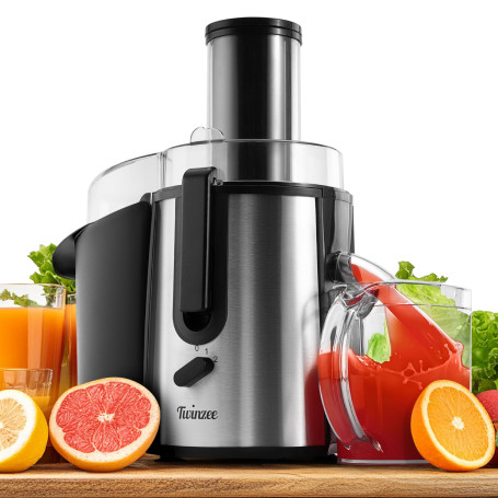 Twinzee Extracteur de Jus de Fruits et Légumes 850W – Centrifugeuse avec Goulot de 75 mm et 2 Vitesses