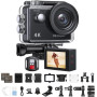 AKASO Caméra Sport 4K 30fps 20MP WiFi - Camera 4k Étanche jusqu'à 30M avec Stabilisation, Grand Angle de 170° - Télécommande 2.4