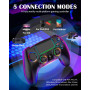 MYSTILUCK Manette Sans Fil pour PS-4/PS-3/Pro/PC/MAC/iOS/Android/Steam Deck, Gamepad avec éclairage RGB 7 Couleur/Joystick Effec