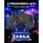 MYSTILUCK Manette Sans Fil pour PS-4/PS-3/Pro/PC/MAC/iOS/Android/Steam Deck, Gamepad avec éclairage RGB 7 Couleur/Joystick Effec