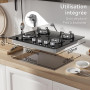 Hermitlux Plaque de Cuisson Gaz 4 Feux, Plaque Gaz 60cm 4 Feux, Encastrable, Convertible NG/LPG, avec Sécurité Thermocouple, 780