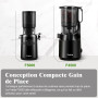 Extracteur de Jus, Fretta Extracteur de Jus de Fruits et Légumes Entiers, Grande Ouverture de 108mm Slow Juicer, 1L Capacité, Pr