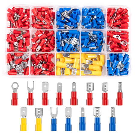 280 pièces Cosses Electriques a Sertir, 15 types Cosses Electriques 0,5 à 6,0 mm², Connecteurs à Sertir, Assortiment de Cosses P