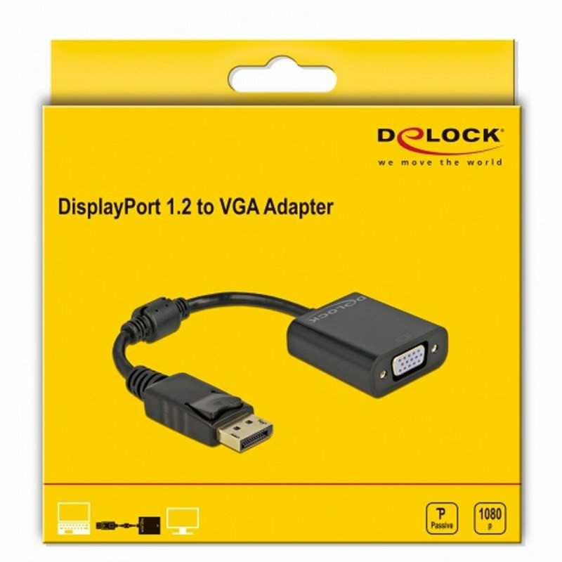 Image secondaire de Adaptateur DisplayPort vers VGA DELOCK 61006 Noir